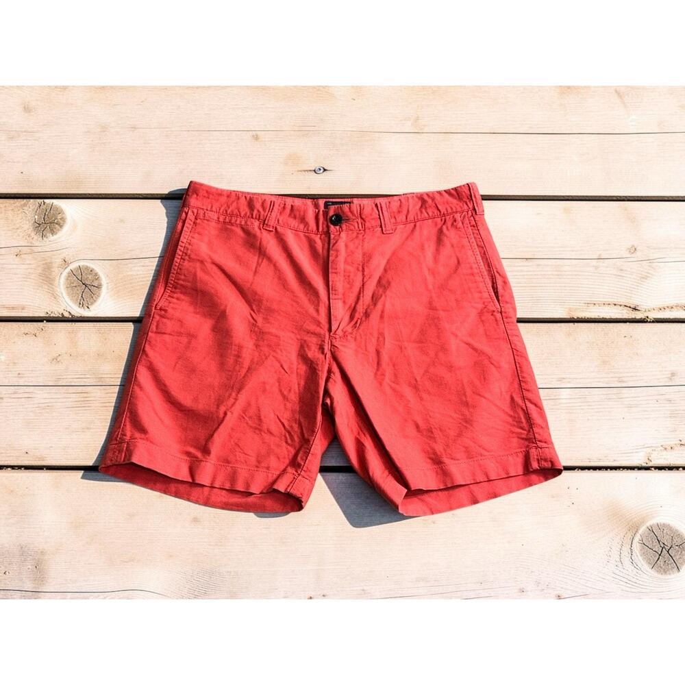 Men's J.Crew Stanton Chino Red Shorts Sz 30 Cotton 7" Inseam Golf Preppy